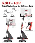 Adjustable 10 FT Portable Basketball Hoop for All Ages