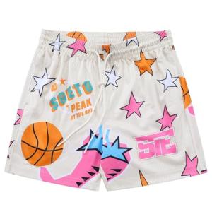 ZACAGO Men's Breathable Star Graphic Basketball Shorts