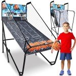 Indoor Double Hoop Basketball Arcade Game with Scoreboard