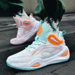 Unisex High Top Basketball Shoes - Green/Pink