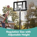 10ft Height Adjustable Basketball Hoop with Wheels