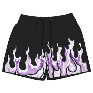 Flame Graphic Basketball Shorts for Men
