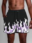 Flame Graphic Basketball Shorts for Men