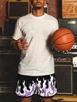 Flame Graphic Basketball Shorts for Men