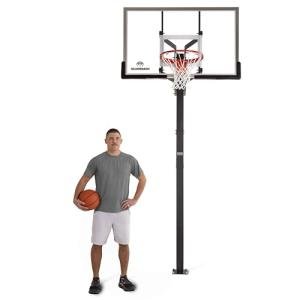 Adjustable In-Ground Basketball Hoop with Glass Backboard