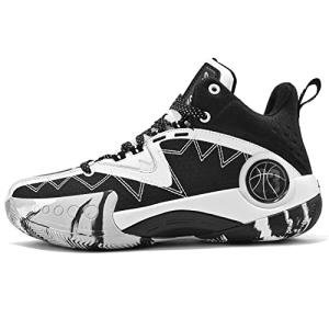 ASHION Men's Breathable Basketball Sneakers - Black/White