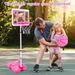 Adjustable Kids Basketball Hoop - Pink, 3.5FT to 6.2FT