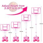 Adjustable Kids Basketball Hoop - Pink, 3.5FT to 6.2FT