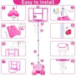 Adjustable Kids Basketball Hoop - Pink, 3.5FT to 6.2FT
