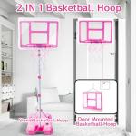 Adjustable Kids Basketball Hoop - Pink, 3.5FT to 6.2FT