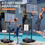 Portable Adjustable Basketball Hoop with 44 Inch Backboard