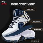 ASHION Men's High Top Basketball Sneakers - White/Blue