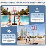 DUMOS Adjustable Portable Basketball Hoop for Kids