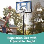 10ft Adjustable Basketball Hoop with Shock Absorbent Rim