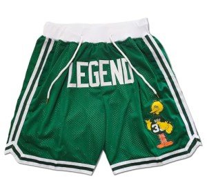 Big Bird #33 Green Retro Basketball Shorts with Pockets