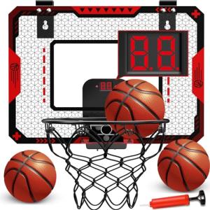 Indoor Basketball Hoop with Electronic Scoreboard for Kids