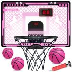 Pink Mini Indoor Basketball Hoop with Scoreboard