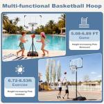 DUMOS Adjustable Portable Basketball Hoop for Kids
