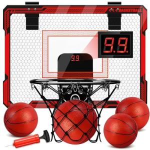 Molutsody Kids Indoor Basketball Hoop with LED Scoreboard