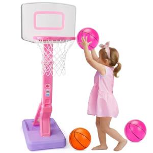 Adjustable Toddler Pink Basketball Hoop Set