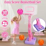 Adjustable Toddler Pink Basketball Hoop Set