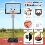 Yohood 10ft Adjustable Portable Basketball Hoop