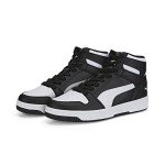 PUMA Men's Black-White Rebound Layup Mid Sneakers