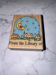 1991 Hero Arts Bedtime Bookplate Rubber Stamp