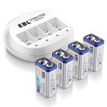 EBL 4-Bay 9V Battery Charger with 4 Rechargeable Batteries