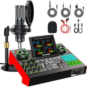 Podcast Microphone Bundle with Sound Board Mixer