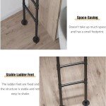 Adjustable Wall-Mounted Metal Ladder for Home Use