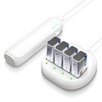 EBL 4-Bay 9V Battery Charger with 4 Rechargeable Batteries