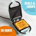 Tasty Mini Sandwich Maker, Makes Sandwiches, Paninis, Grilled Cheese, Desserts, Quick Results, Easy Cleanup, 600W, Aqua