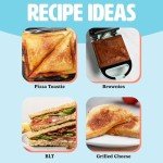 Tasty Mini Sandwich Maker, Makes Sandwiches, Paninis, Grilled Cheese, Desserts, Quick Results, Easy Cleanup, 600W, Aqua