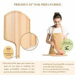 4 PCS Rectangle Pizza Stone Set, 15" Large Pizza Stone for Oven and Grill with Pizza Peel(OAK), Pizza Cutter & 10pcs Cooking Paper for Free, Baking Stone for Pizza, Bread,BBQ