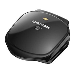 George Foreman 2-Serving Classic Plate Electric Indoor Grill and Panini Press, Black, Small Compact Size, GR10B