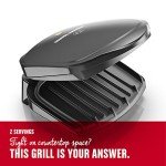 George Foreman 2-Serving Classic Plate Electric Indoor Grill and Panini Press, Black, Small Compact Size, GR10B