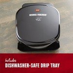 George Foreman 2-Serving Classic Plate Electric Indoor Grill and Panini Press, Black, Small Compact Size, GR10B