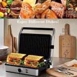 MUBENLIFE Panini Press, Electric Sandwich Press Grill, Open 180 Degrees, Electric Grill Indoor, Perfect for Grilling Sandwich, Steak, Burger, Adjustable Temperature Control, Non Stick Coating