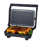 Panini Press Grill and Sandwich Maker 180 Degree Open Ceramic Plates Stainless Steel Finish