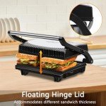 Panini Press Grill, Sandwich Maker with Non-stick Plates, Opens 180 Degrees for Any Size, Indicator Lights, Electric Indoor Grill by Aigostar, Sliver 750W