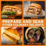 Baker's Friend Panini Press Electric Griddle, Panini Grill Press Sandwich Maker Press, Grilled Cheese Maker, Sandwichera Electrical, Browning Control, Non Stick Surfaces, 4-Slices, Stainless Steel