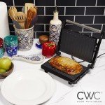 COOK WITH COLOR Panini Maker: 2-Slice Press Grill, 760W Power, Non-Stick Plates, Cool Touch Handle, Compact Design, Fast Cooking - Ideal for Delicious Paninis, Black