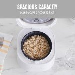 GreenLife Digital Rice Cooker, 2-Cups Uncooked/4-Cups Cooked, Removable Nonstick Ceramic PFAS-Free Pot, One-Touch Presets, Oats, Quinoa, Brown Rice, Auto Keep Warm, Fuzzy Logic Tech, 1.5 QT, White