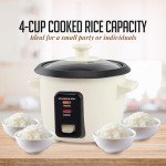 OVENTE Electric Rice Cooker 4-Cups (Cooked) with Removable Nonstick Pot, Keep Warm Function, Cooks Grain, Oatmeal and Makes Soups, Stews or Hot Cereals, Includes Measuring Cup and Spatula, Cream RC04C