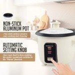 OVENTE Electric Rice Cooker 4-Cups (Cooked) with Removable Nonstick Pot, Keep Warm Function, Cooks Grain, Oatmeal and Makes Soups, Stews or Hot Cereals, Includes Measuring Cup and Spatula, Cream RC04C