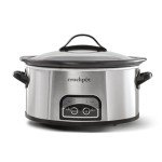 Crock-Pot 6 Quart Programmable Slow Cooker with Timer and Auto Food Warmer Setting, Stainless Steel