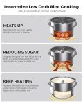 Novaspark Low Carb Rice Cooker Stainless Steel Inner Pot, Mini Stainless Steel Rice Cooker Small 5 Cup, LED Display Low Sugar Rice Maker, 24H Timer and Auto Keep Warm, White Rice/Porridge/Oatmeal, White