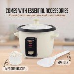 OVENTE Electric Rice Cooker 4-Cups (Cooked) with Removable Nonstick Pot, Keep Warm Function, Cooks Grain, Oatmeal and Makes Soups, Stews or Hot Cereals, Includes Measuring Cup and Spatula, Cream RC04C