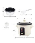OVENTE Electric Rice Cooker 4-Cups (Cooked) with Removable Nonstick Pot, Keep Warm Function, Cooks Grain, Oatmeal and Makes Soups, Stews or Hot Cereals, Includes Measuring Cup and Spatula, Cream RC04C